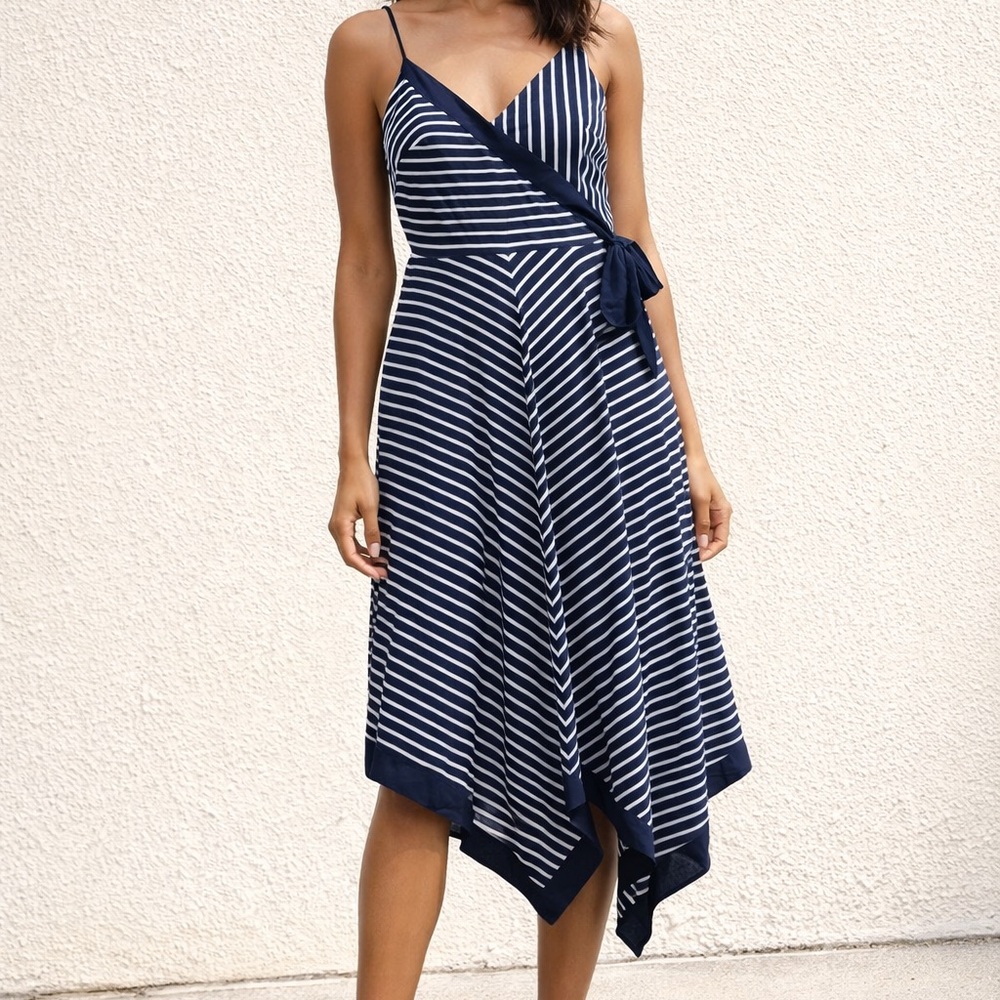 Banana Republic Asymmetrical Navy and White Dress